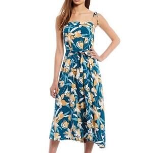 Roxy Nowhere to Hide Dress Midi Print Strappy Hibiscus M